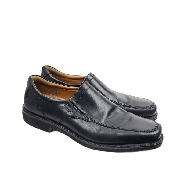 Ecco Leather Black Slip On Loafers Men's 46